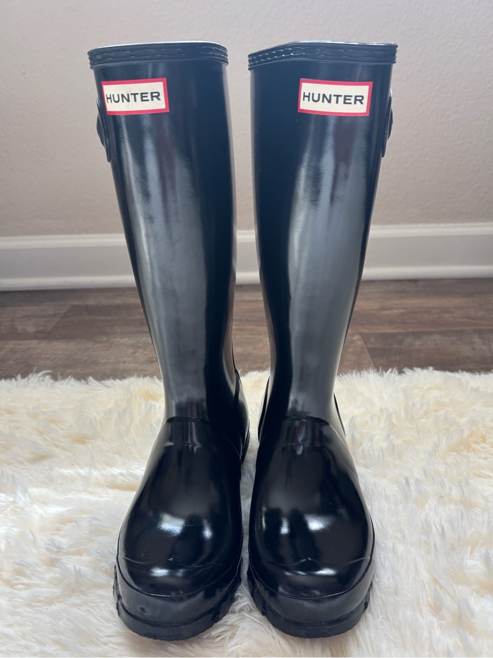 Hunter Original Kids Gloss Tall Rain Boots Black US 4B/5G EU 35/36